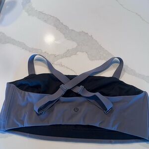 LULULEMON convertible strap sports bra crop top, grey with thick straps. Size 8